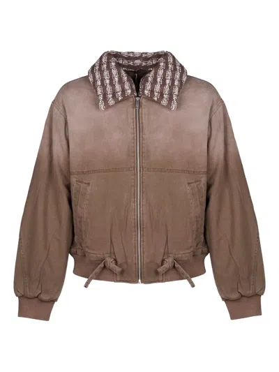 Axel Arigato Knitted-collar Jacket In Brown