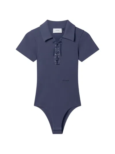 Axel Arigato Lace-up Ribbed Bodysuit In Blue