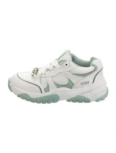 Pre-owned Axel Arigato Leather Crystal Embellishments Chunky Sneakers In Green/white