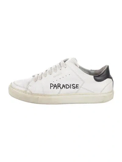 Pre-owned Axel Arigato Leather Graphic Print Sneakers In White