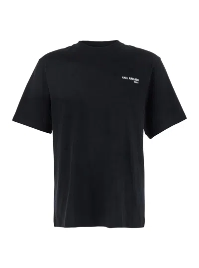 Axel Arigato Legacy Black Crewneck T-shirt With Logo Lettering On The Front In Cotton Man