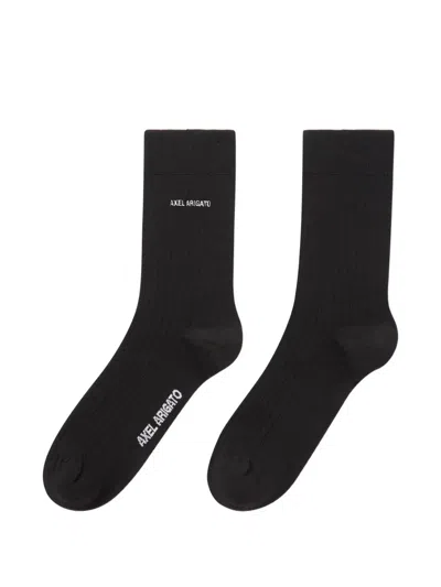 Axel Arigato Logo-embroidered Ribbed Socks In Black
