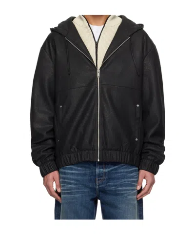 Axel Arigato Long Sleeve Faux Leather Jacket In Black