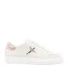 Axel Arigato Round Toe Leather Sneakers With Metallic Accent In White