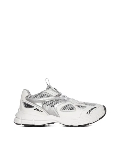 Axel Arigato 'marathon Runner' Silver And White Sneakers Wth Logo In Leather Blend Man