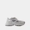 Axel Arigato Marathon Runner Grey Low Top Sneakers With Reflective Details In Leather Blend Woman In Gray