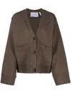Axel Arigato Memory V-neck Wool Cardigan In Brown