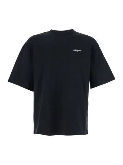 Axel Arigato Men Black T-shirt With Embroidered Lettering Logo On The Front In Cotton Man