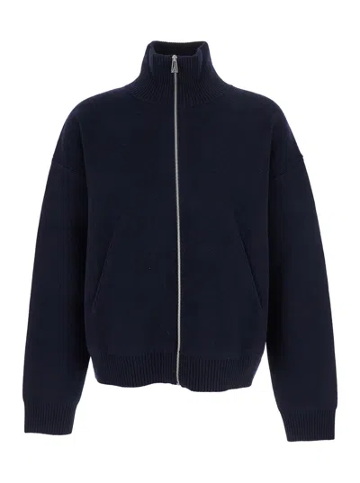 Axel Arigato Men Blue High Neck Sweatshirt With Zip Fastening In Wool Blend Man