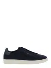 Axel Arigato 'dice Laceless' Black Low Top Slip-on Sneakers In Blue