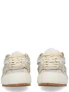 Axel Arigato Slow Runner White And Beige Sneaker With Mesh Inserts And Grooved Sole In Leather And Fabric Man In Neutral