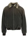 Axel Arigato Tweed-collar Cotton Bomber Jacket In Gray