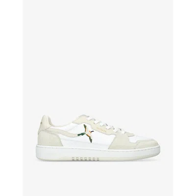 AXEL ARIGATO MENS WHITE/COMB DICE LO BIRD-MOTIF LEATHER AND SUEDE LOW-TOP TRAINERS EUR 44 / 10 UK