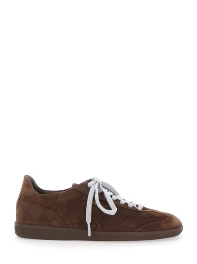Axel Arigato Men's Zane Low Top Sneaker With Logo Lettering In Leather And Tech Fabric In Brown