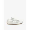 Axel Arigato Slow Runner White And Beige Sneaker With Mesh Inserts And Grooved Sole In Leather And Fabric Man In White