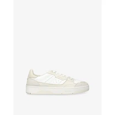 AXEL ARIGATO MENS WHITE/COMB CLAY LEATHER AND SUEDE LOW-TOP TRAINERS EUR 43.5 / 9.5 UK