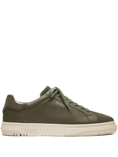 Axel Arigato Metallic Gold Logo Stamp Mini 30 Mm Flat Cotton Lace Sneakers In Green