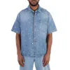 Axel Arigato Miles Logo Print Cotton Denim Shirt In Blue