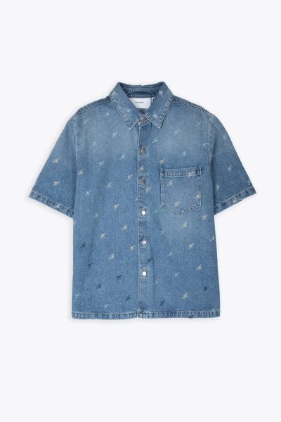 Axel Arigato Miles Shirt Light Blue Denim Shirt With Short Sleeves - Miles Shirt