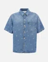 Axel Arigato Miles Logo Print Cotton Denim Shirt In Blue