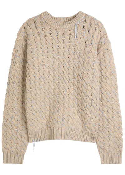 Axel Arigato Nolan Cable-knit Wool-blend Jumper In Animal Print