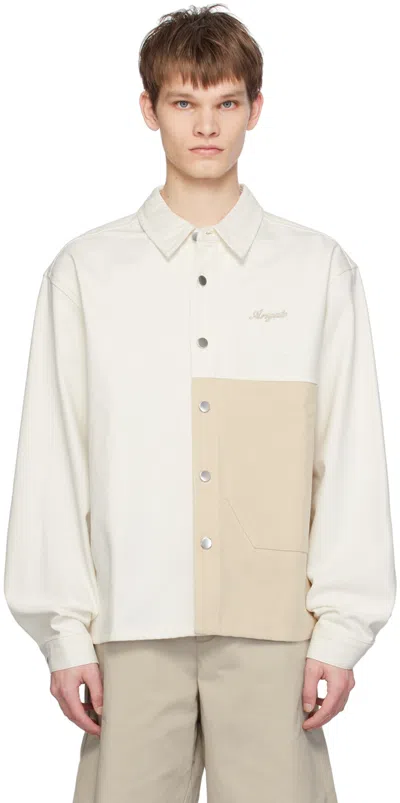 Axel Arigato Off-white & Beige Block Denim Shirt In Ecru
