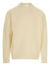 Axel Arigato Patch Beyond Crew Neck Sweater With Ribbed Hem In Neutral