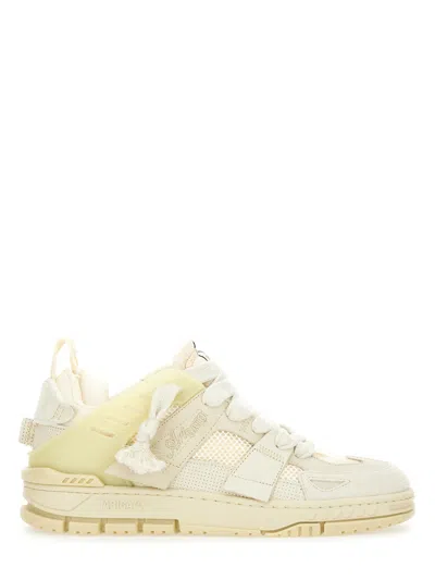 Axel Arigato Mens Cream Area Patchwork Leather And Recycled Polyester Mid-top Trainers In Beige