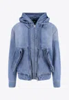 Axel Arigato Reed Zip-up Denim Jacket With Hood In Blue