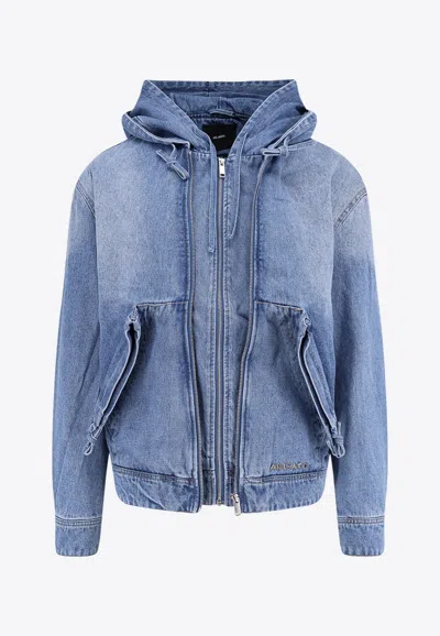 AXEL ARIGATO REED ZIP-UP DENIM JACKET WITH HOOD