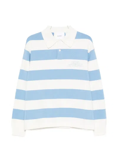 Axel Arigato Rey Striped-pattern Logo-embroidery Polo Sweater In Blue