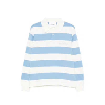 Axel Arigato Rey Striped-pattern Logo-embroidery Polo Sweater In Blue