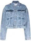 Axel Arigato Initial-print Cropped Denim Jacket In Blue
