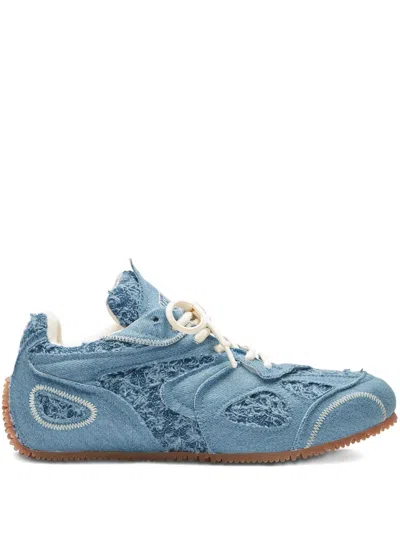 Axel Arigato Slow Runner Frayed Denim Low-top Sneakers In Blue