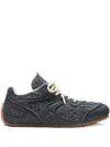 Axel Arigato Slow Runner Frayed-denim Sneakers In Black