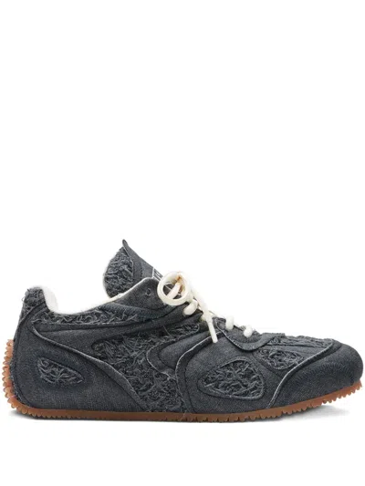 Axel Arigato Slow Runner Frayed-denim Sneakers In Black