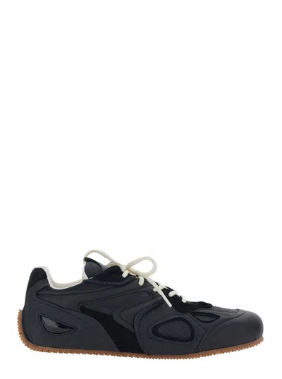 Axel Arigato Slow Runner Low-top Sneaker With Inset Design, Grooved Sole In Leather And Suede In Black