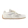 Axel Arigato Slow Runner White And Beige Sneaker With Mesh Inserts And Grooved Sole In Leather And Fabric Man In Multi