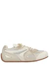 Axel Arigato Slow Runner White And Beige Sneaker With Mesh Inserts And Grooved Sole In Leather And Fabric Man In Multi