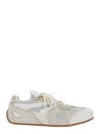 Axel Arigato Slow Runner White And Beige Sneaker With Mesh Inserts And Grooved Sole In Leather And Fabric Man In Multi
