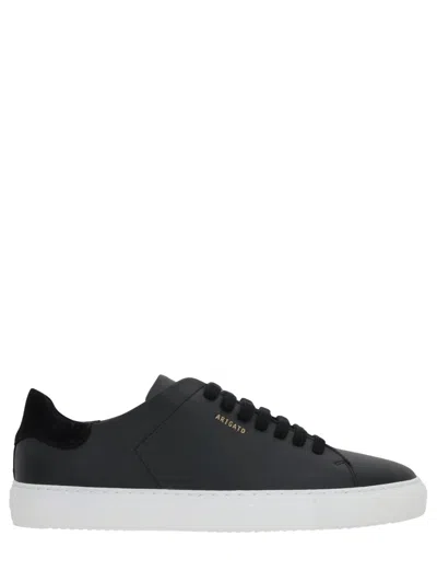 Axel Arigato 90 Clean Black Low Top Sneakers With Logo Lettering On The Side In Leather Man In Multi