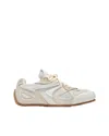 Axel Arigato Slow Runner White And Beige Sneaker With Mesh Inserts And Grooved Sole In Leather And Fabric Man In Neutral