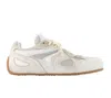 Axel Arigato Slow Runner White And Beige Sneaker With Mesh Inserts And Grooved Sole In Leather And Fabric Man In Neutral