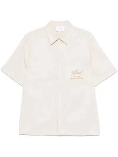 Axel Arigato Stitch Embroidered Shirt In Neutral
