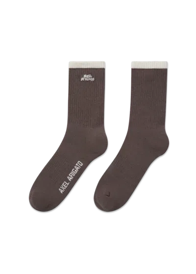 Axel Arigato Stripe Logo Socks In Brown