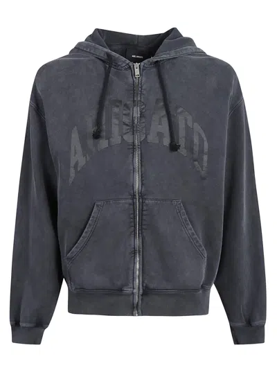Axel Arigato Gray Link Zip-up Hoodie In Black
