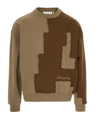 Axel Arigato Pixel A Knitted-patchwork Sweater In Brown