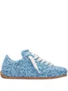 Shop Axel Arigato Tact Frayed-denim Lace-up Sneakers