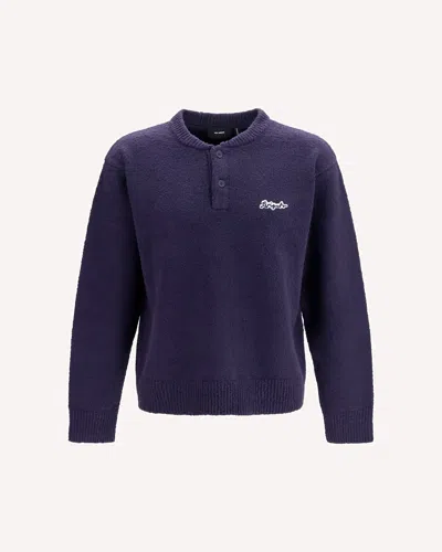 Axel Arigato Embroidered Logo Henley Sweater In Blue