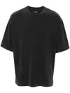 Axel Arigato Grey Crewneck T-shirt With Typo Embroidery In Black